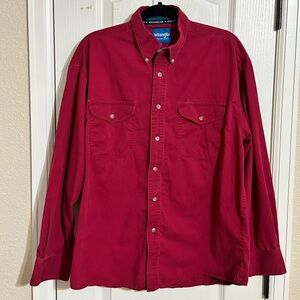 Vintage Wrangler Western Shirt • Burgundy Button Up • Size XL • Contrast Trim